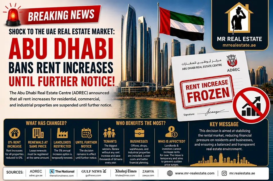 Shock to the UAE Real Estate Market: Abu Dhabi Suspends Rent Increases Until Further Notice