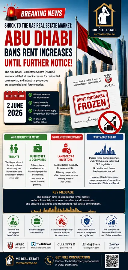 Shock to the UAE Real Estate Market: Abu Dhabi Suspends Rent Increases Until Further Notice
